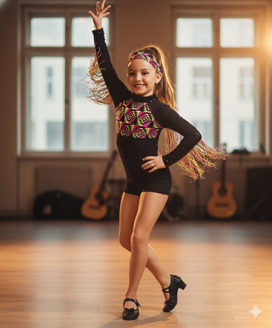 Bailarina de Salsa de  Lentejuelas negro